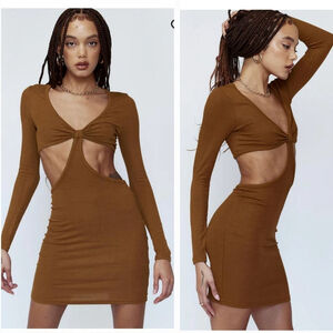 Princess Polly Brown Sabella Mini Dress Size 8 NWT